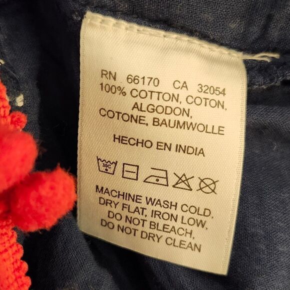 Blue Patterned Women's Jumpsuit with Red Accents - Picture 6 of 11